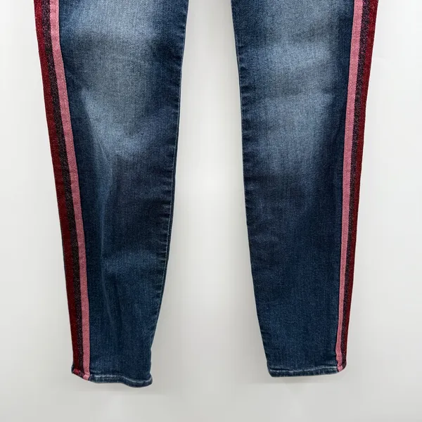 Mother Denim High Waisted Looker Jeans in Here Kitty, Kitty‎ Glitter Racer Sz 25 - Image 5