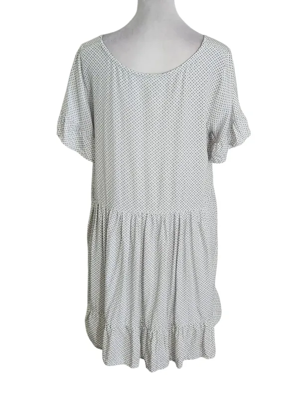 Valija White and Green Geometric Print Mini Babydoll Dress Size Small - Image 2