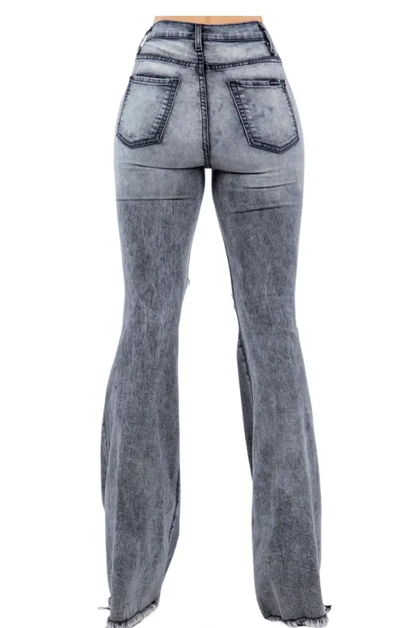 GJG Denim Storm Bell Bottom Jean in Charcoal Grey - Image 4