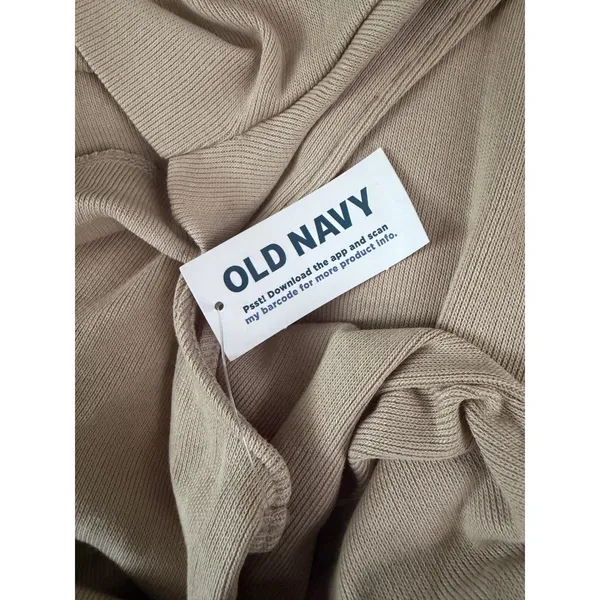 Old Navy Maternity Rib-Knit‎ Mock-Neck Sleeveless Midi Dress Tan Beige Large NWT - Image 2