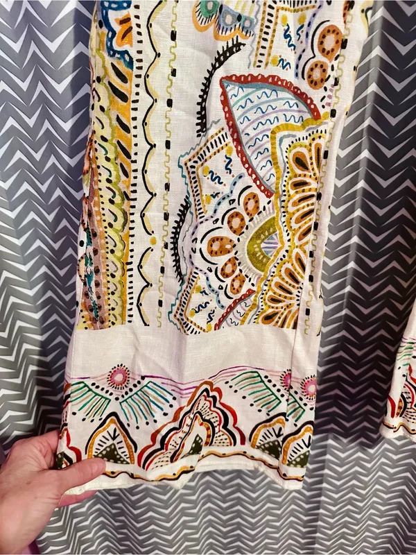Zara | Paisley Linen-blend Mini Flare Pants, Small - Image 4