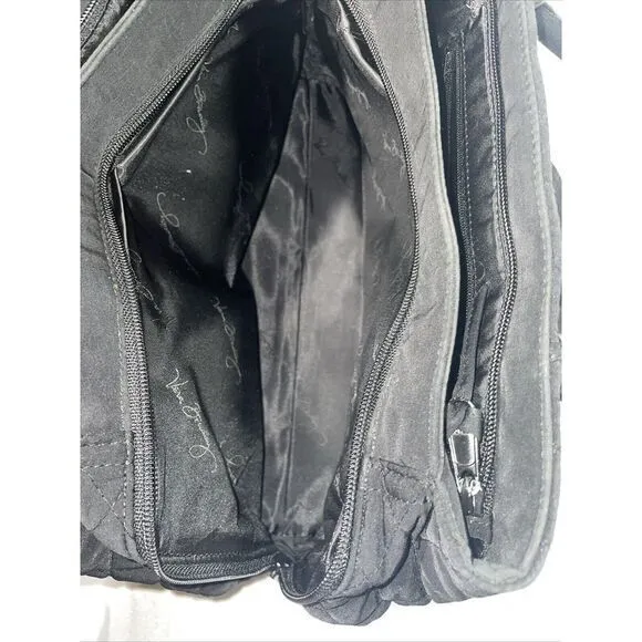 Vera Bradley Quilted black Microfiber Buckle Shoulder Satchel‎ Footed Bottom - Image 9