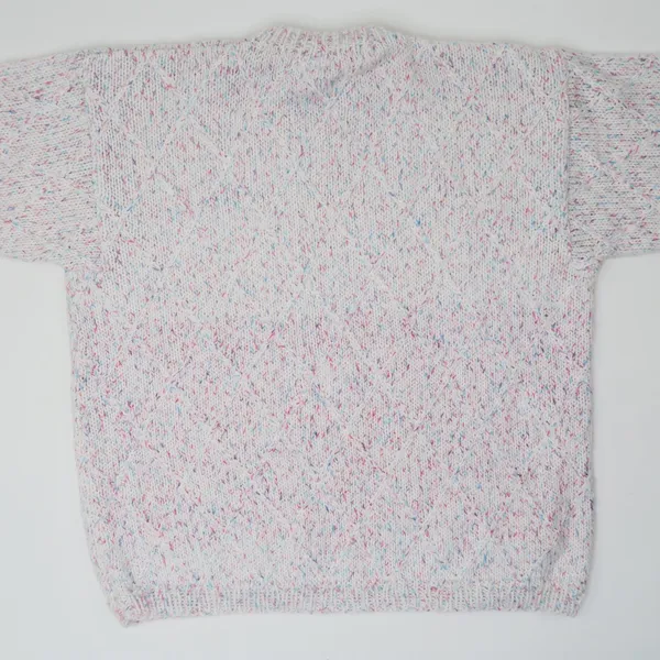 Vintage Homemade Pink & Blue Speckled Knit Sweater - Image 3