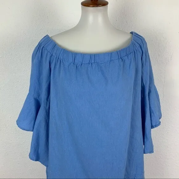 Zara Medium Blue Tunic Top Flowy Boho Minimalist Cottagecore Summer Style‎ - Image 2