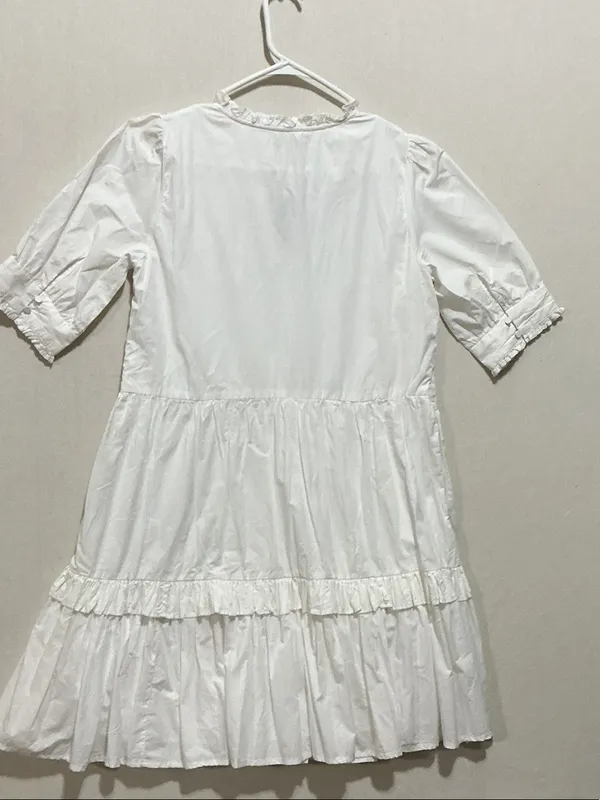 J. Crew White Ruffle Tiered Maxi Dress with Keyhole - Image 9