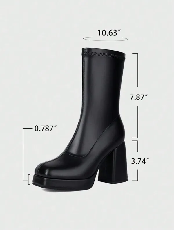 Platform Chunky Boots Black Size 7.5 - Image 2