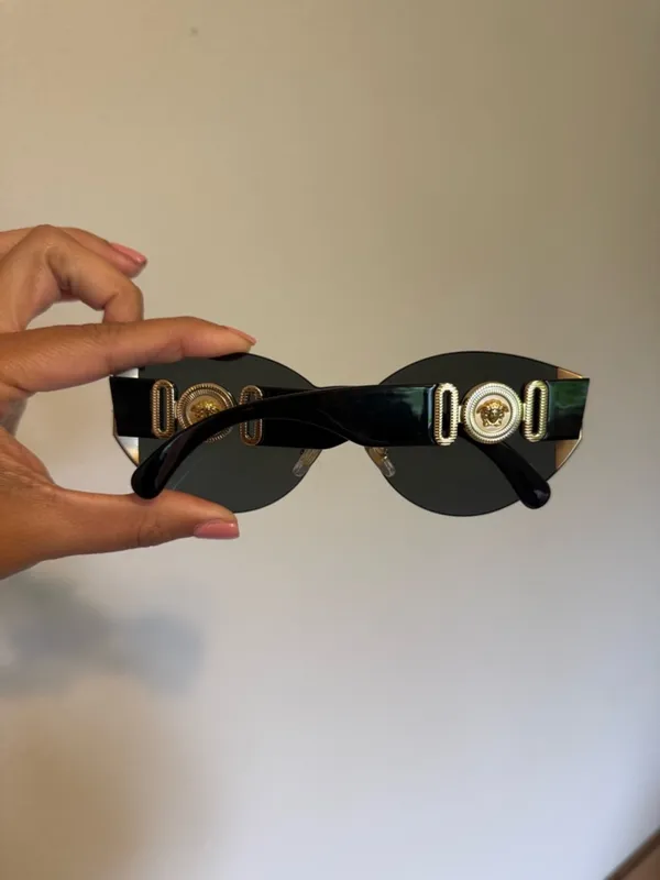 Versace | Cateye Black Sunglasses with Gold Medusa Accents | E04 - Image 2