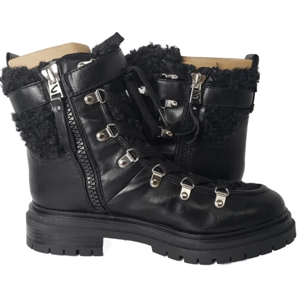 Circus by Sam Edelman Combat Boots Womens 7 Black Faux Leather Shearling Gretchen - Image 4