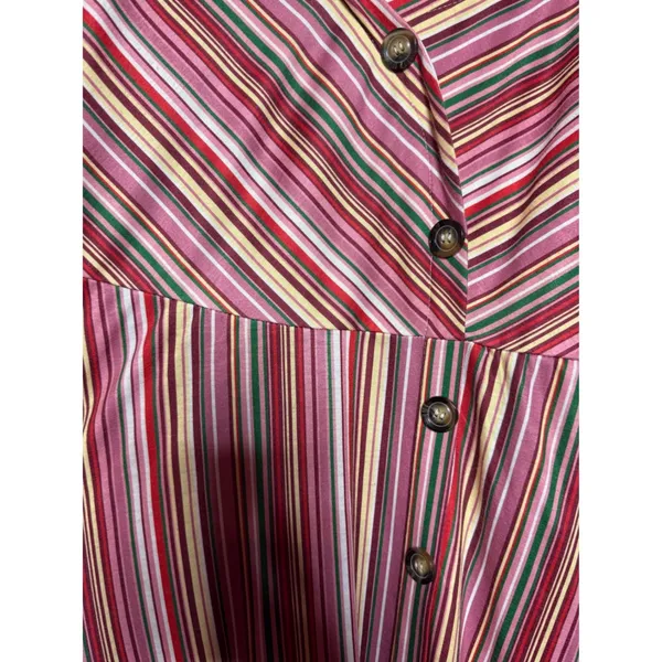 Oxiuli‎ Midi Sundress Women Size XL Multicolor Pink Striped Smocked Back Summer - Image 7