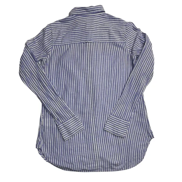 J.Crew Boy Fit Blue White Striped Button Up Shirt Size 00 Cotton Stretch - Image 6
