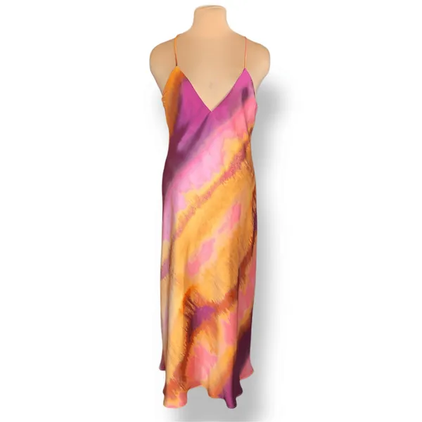 Zara XL Open Back Abstract Watercolor Maxi‎ Dress Boho Euro Summer Resort New - Image 2