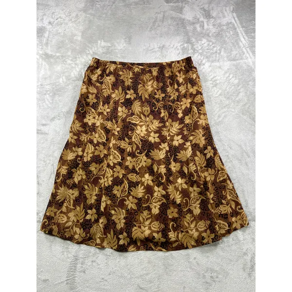 Brown Floral Leopard Midi Skirt 18 Boho Y2K Earth Tone A Line Cottagecore - Image 7