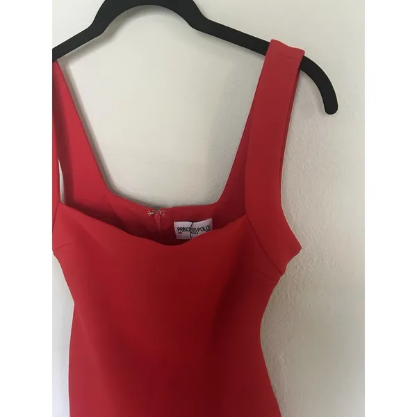 Princess Polly Bombshell Red Bodycon Mini Dress Slit Stretch Strappy Sz 8 Party - Image 9