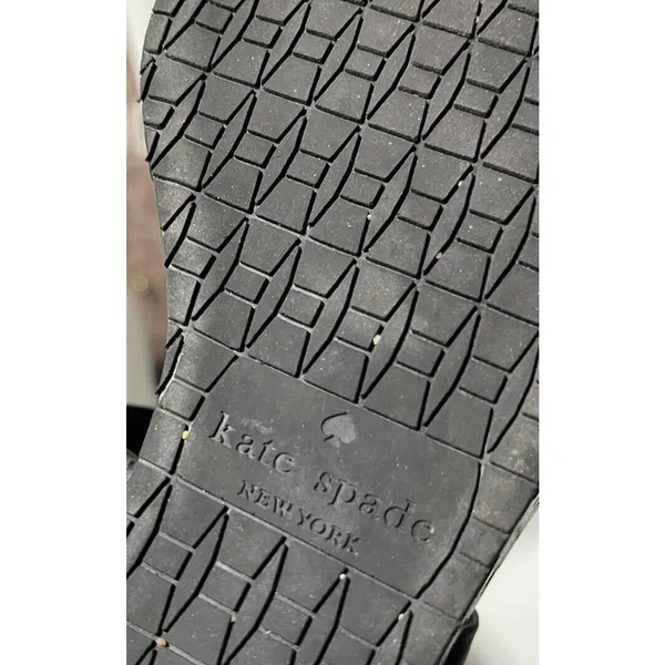 KATE SPADE black leather sandals with white‎ polka dot platforms size 8.5 - Image 6