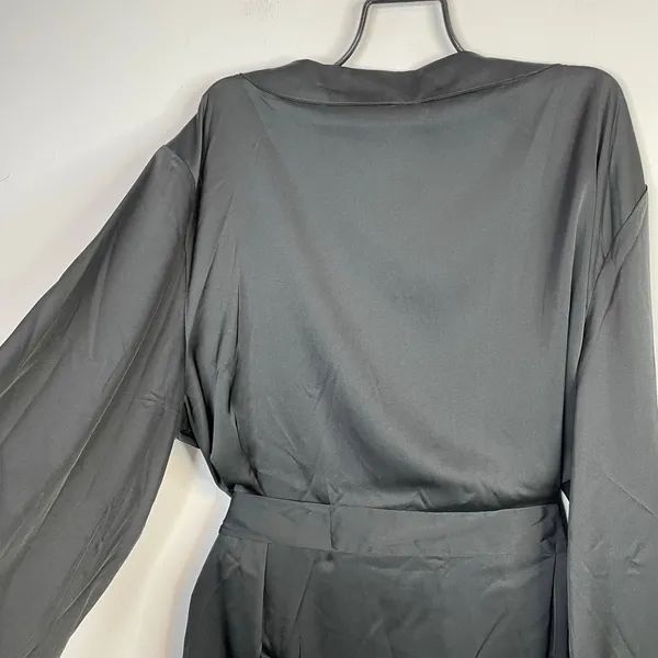 Fox & Royal City Chic Long Black Satin Robe Classic Minimalist Plus Size 18 M - Image 10