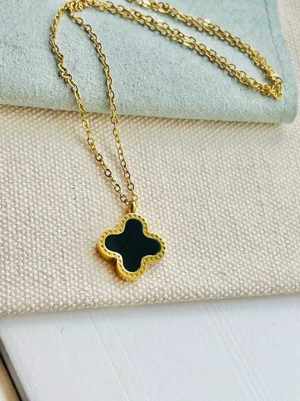Anthropologie 14K clover necklace - Image 2