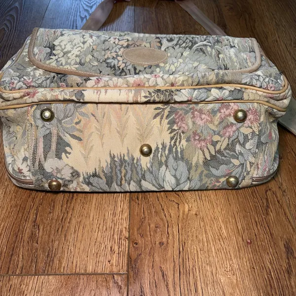 French Luggage Co Vintage Floral Tapestry Carry On Bag Travel Tote Made in USA - Image 4