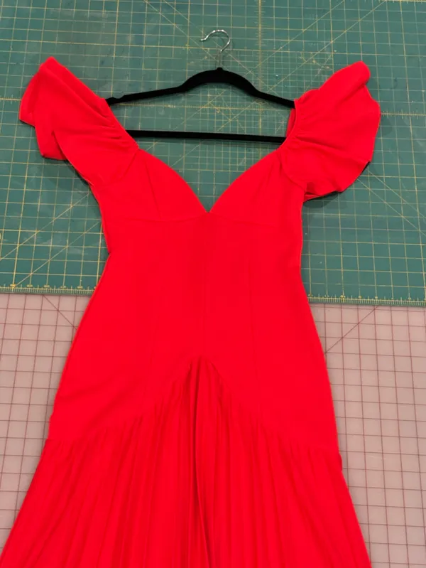 ASOS Red Flutter Sleeve V-Neck Maxi Gown - Image 7