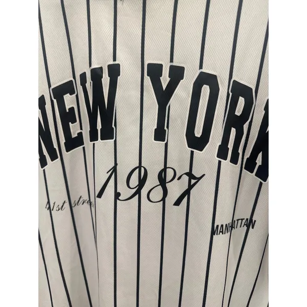Harper Ivy New York Baseball Jersey Top White Black Pinstripe Size L casual - Image 8