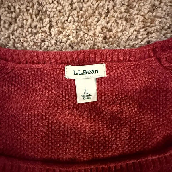 L.L. Bean Women's Rich Red Crew Neck Sweater - Image 3