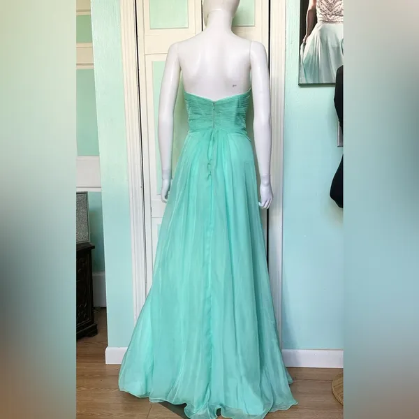Size 8 19630 Light Mint Pastel Dress Gown Slit Prom Pageant - Image 3