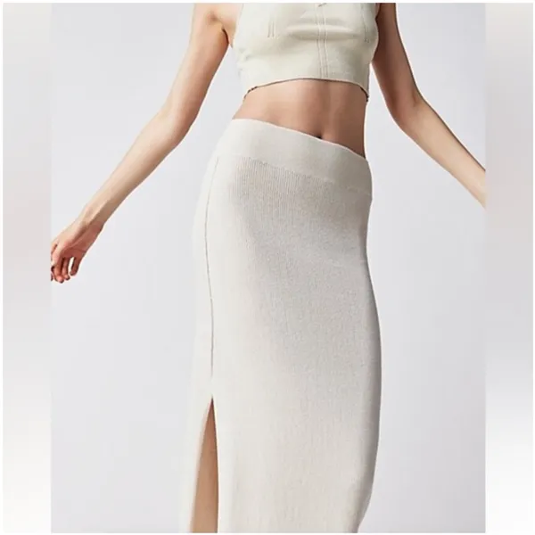 Free People cream knit Golden Hour Midi‎ Skirt size large NWT - Image 2