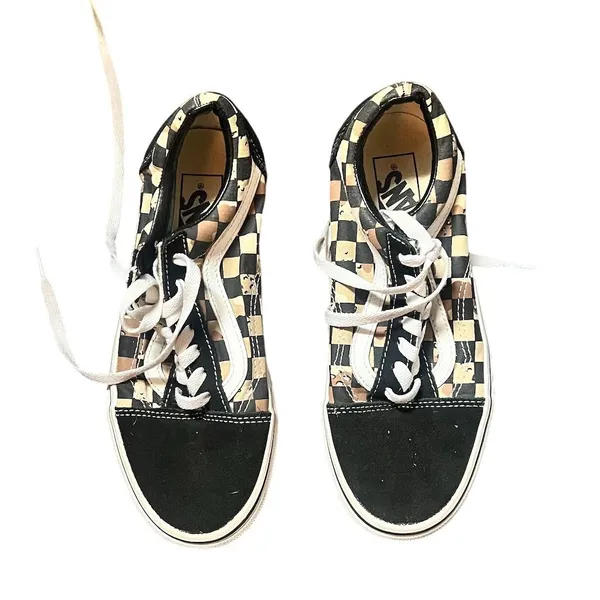 Vans Old Skool Checkerboard Skate Shoes Black Unisex Size 5.5 - Image 4