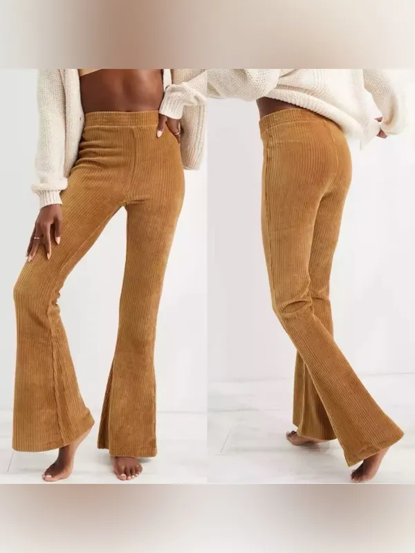 Aerie Groove On Velour‎ High Waisted Brown Flare Pant - Image 2