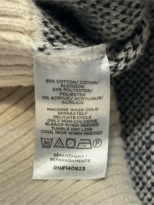 LOFT Cream and Light Gray Argyle Cowl Neck Sweater Vest size XL - Image 6