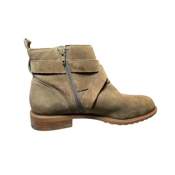 Bleecker and‎ Bond Kelsey Tan Leather Suede Buckle Strap Ankle Booties Size 10 M - Image 4