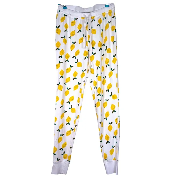 Hanna Andersson Womens Lemon Print‎ Organic Cotton Pajama Jogger Pants Small - Image 2