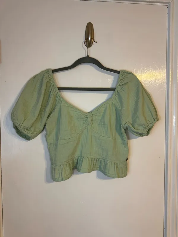 Roxy Life Mirage Puff Sleeve Top Mint Green Size M , pre-owned / No Flaws - Image 11