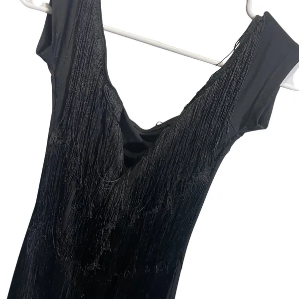 Shein BAE Womens Black Fringe Sleeveless Dress‎ US M 6 EU 38 - Image 2