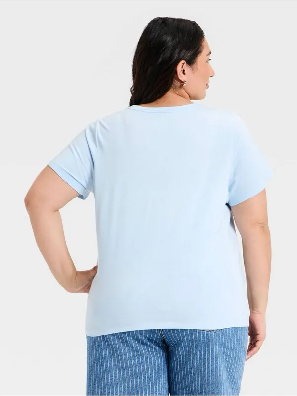 Ava & Viv Pale Blue V-Neck Short Sleeve Tee - Image 2