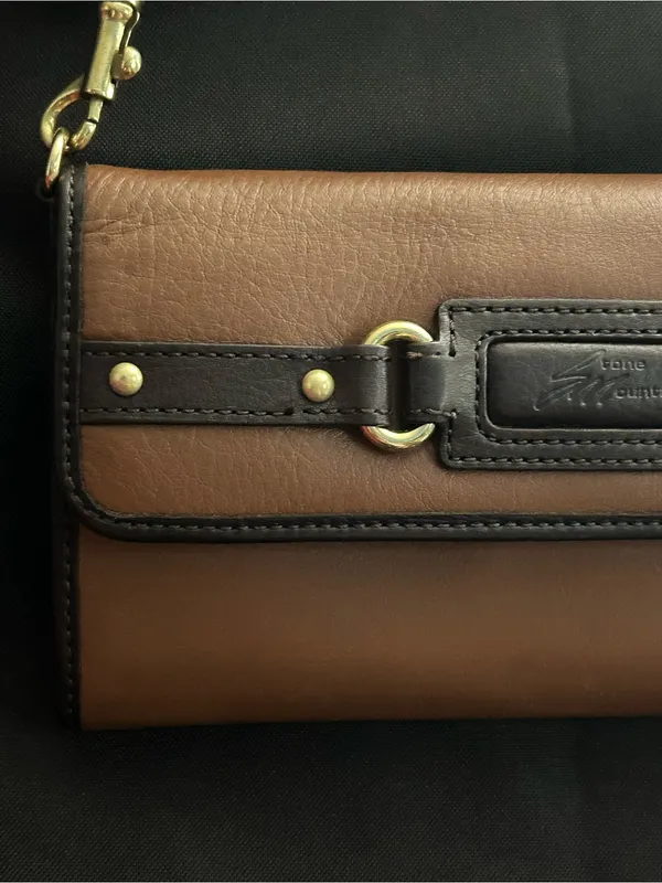 Stone Mountain Brown & Dark Brown Shoulder Clutch Bag - Image 5