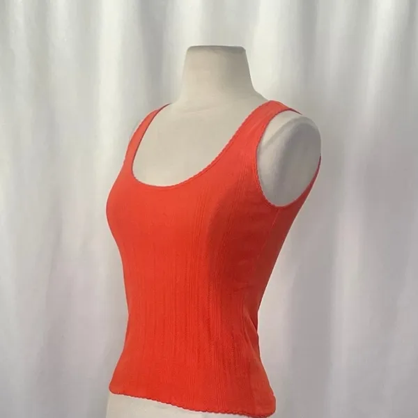 NWT!! J. CREW Pointelle Tank Top Scoop Neck Solid Orange Aperitif Red XX-Small‎ - Image 7