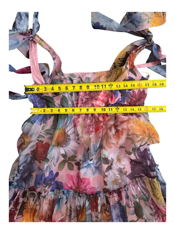 AUDREY PARKS+francesca's Floral Tiered Maxi Dress Tie Straps - Pink Multi S M - Image 15
