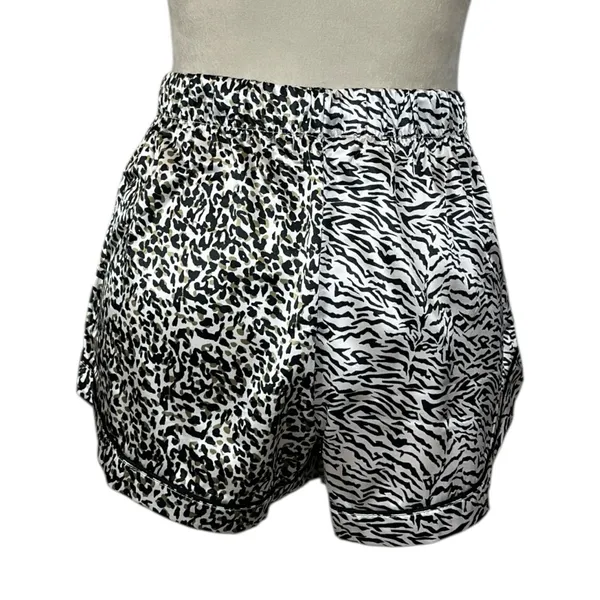 BB Dakota New Satin PJ Set Button Top Shorts Animal Print Women’s Size Medium - Image 11