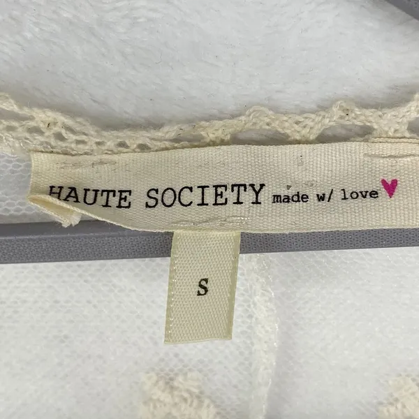 Haute Society coverup Womens S Beige Lace Sheer Open Drape Top mesh -‎ flaw - Image 5