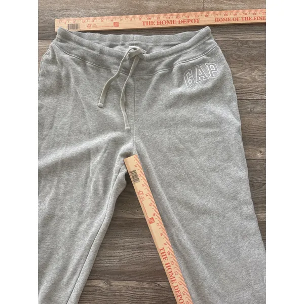 Vintage GAP Womens Large Gray Fleece Wide Leg Sweatpants Drawstring Logo - Image 5
