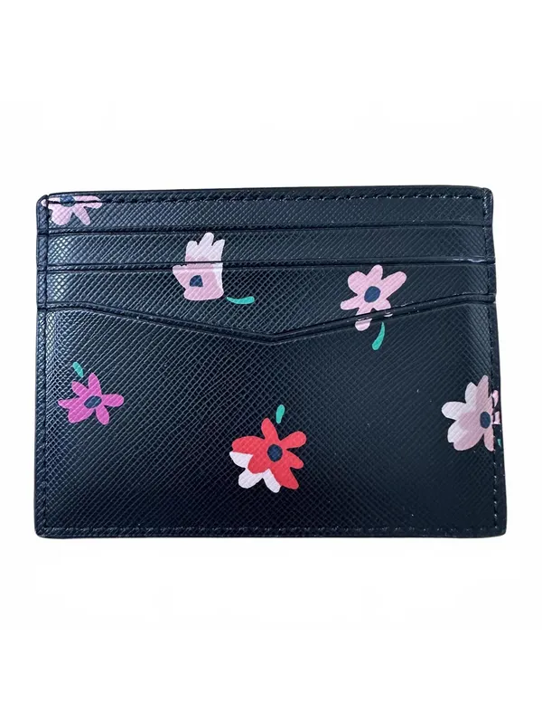Kate Spade Staci Card Holder Black Floral Wallet Saffiano WLR00604 - Image 3
