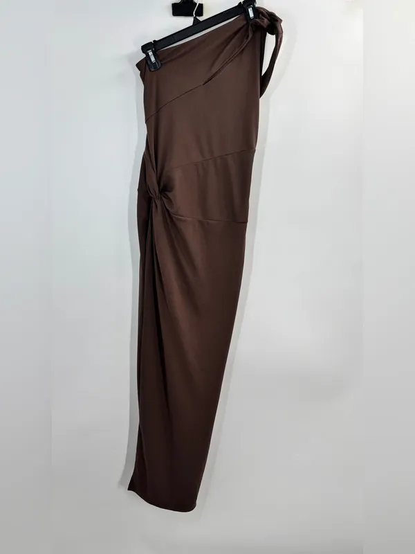 Nicholas One Shoulder Gown in Mocha Brown AU10/US6 - Image 5