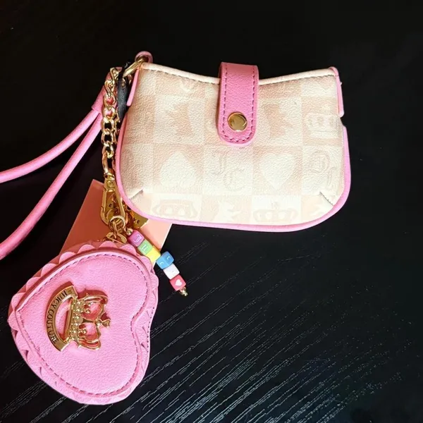 Juicy Couture Sweet Break Time Wristlet Sandstone Pink Heart Pouch NWT - Image 7