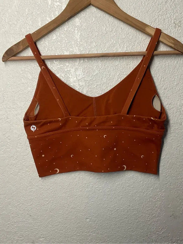 POPFLEX Rust Crescent & Star Print Sports Bra S - Image 3