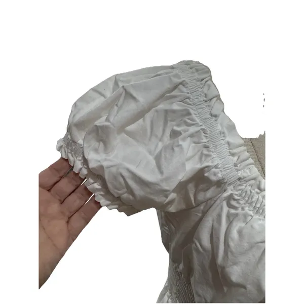 Altar'd State White Smocked Sweetheart Mini Dress L Little White Dress Bridal - Image 8
