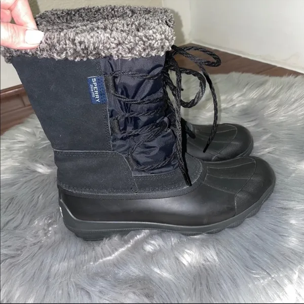 Sperry Quarter Boots Duck Boots Winter Black Size 6.5 - Image 2