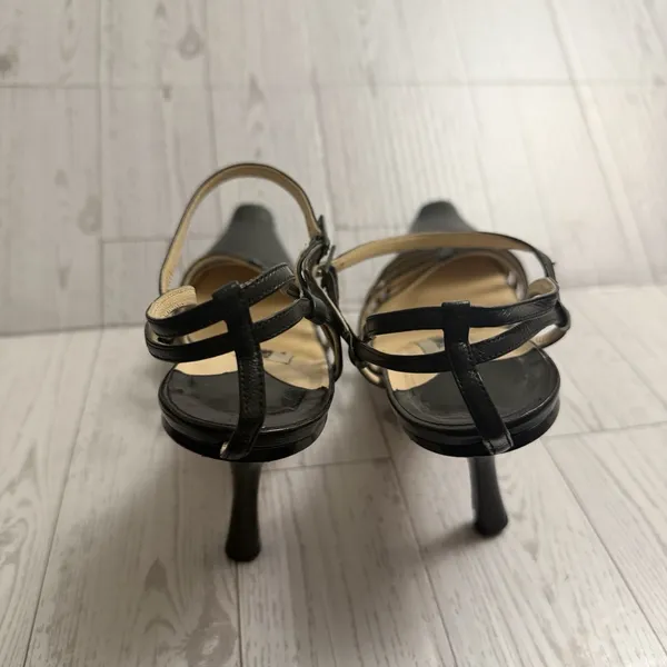 00s Y2k‎ JIMMY CHOO Black Strappy Cut Out Pointed Toe Stiletto Heeled Shoes 38.5 - Image 6
