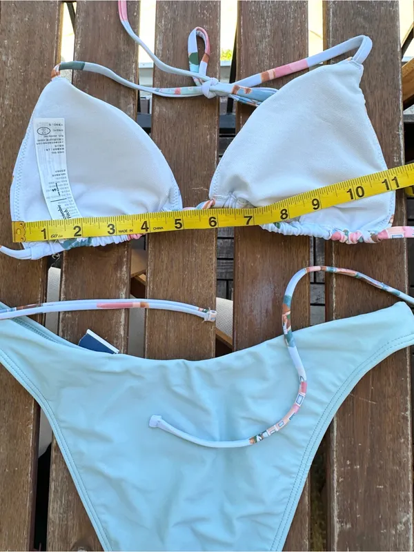 NWT Abercrombie & Fitch Bikini Set - Light Blue Postcard Pattern/Light Blue - S - Image 11