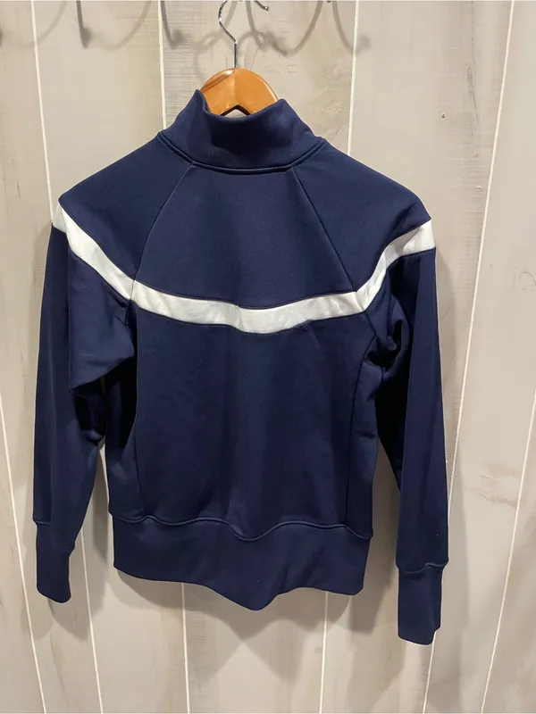 Cute navy white stripe TYR swim uniform jacket John Carroll team pockets - Image 6
