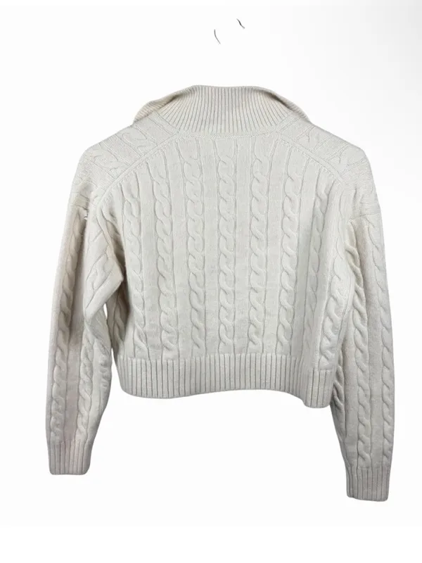 Aritzia Sunday Best Cropped Cable Knit Polo Sweater - Image 3